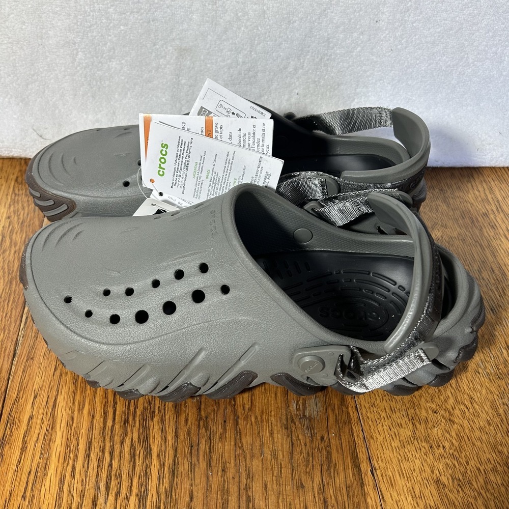 Crocs Mens Size 8 W's10 Echo Gum Ro Clog Slip On Gray Shoes